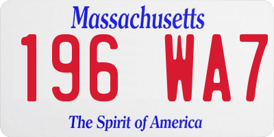 MA license plate 196WA7