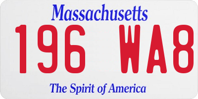 MA license plate 196WA8