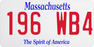 MA license plate 196WB4