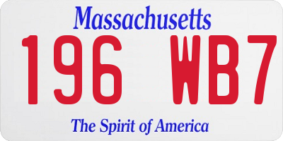 MA license plate 196WB7