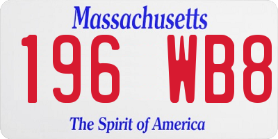MA license plate 196WB8