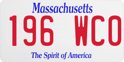MA license plate 196WC0