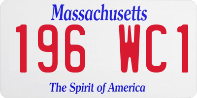 MA license plate 196WC1