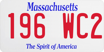 MA license plate 196WC2