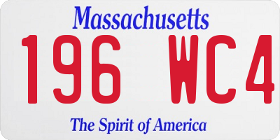 MA license plate 196WC4