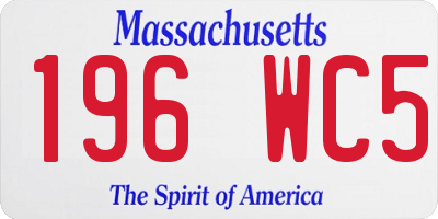 MA license plate 196WC5