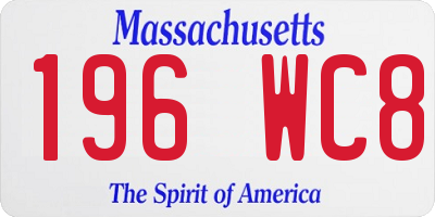 MA license plate 196WC8