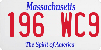 MA license plate 196WC9