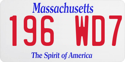 MA license plate 196WD7