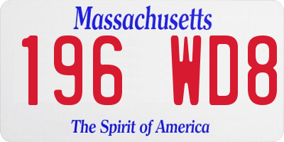 MA license plate 196WD8