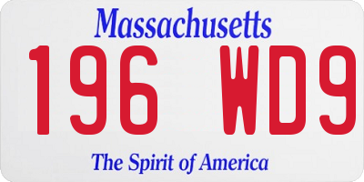 MA license plate 196WD9
