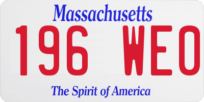 MA license plate 196WE0