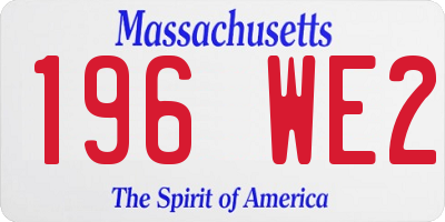 MA license plate 196WE2