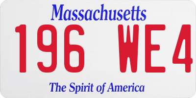 MA license plate 196WE4