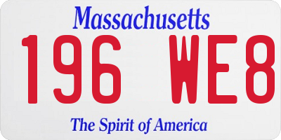 MA license plate 196WE8