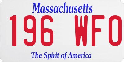 MA license plate 196WF0