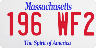 MA license plate 196WF2