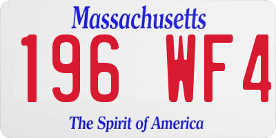 MA license plate 196WF4