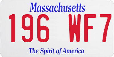 MA license plate 196WF7