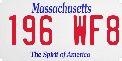MA license plate 196WF8