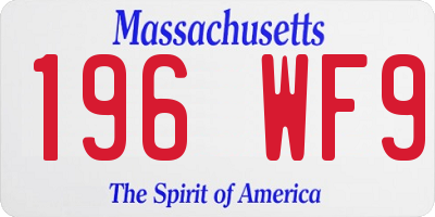 MA license plate 196WF9