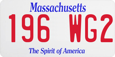 MA license plate 196WG2