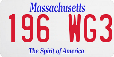 MA license plate 196WG3