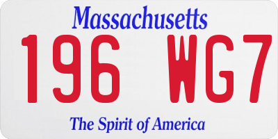 MA license plate 196WG7