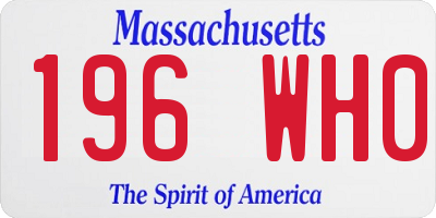MA license plate 196WH0