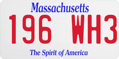 MA license plate 196WH3