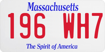 MA license plate 196WH7