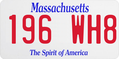 MA license plate 196WH8