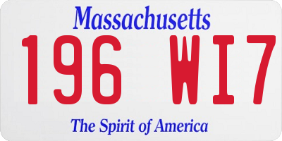 MA license plate 196WI7