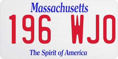 MA license plate 196WJ0