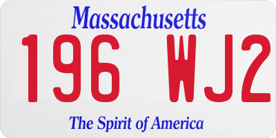 MA license plate 196WJ2