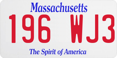 MA license plate 196WJ3