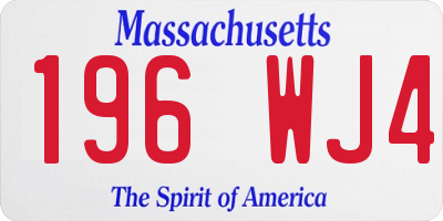 MA license plate 196WJ4