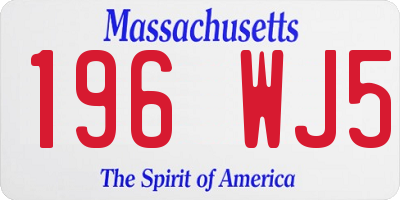 MA license plate 196WJ5