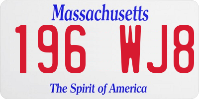 MA license plate 196WJ8