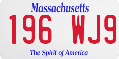 MA license plate 196WJ9
