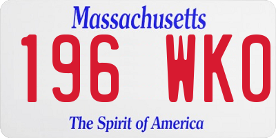 MA license plate 196WK0