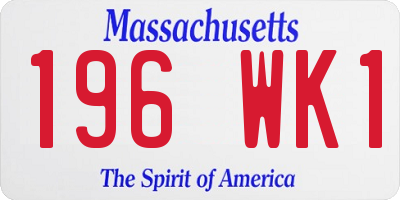 MA license plate 196WK1