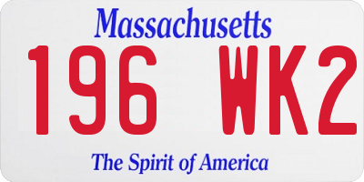 MA license plate 196WK2