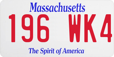 MA license plate 196WK4