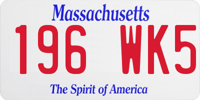 MA license plate 196WK5