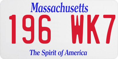 MA license plate 196WK7