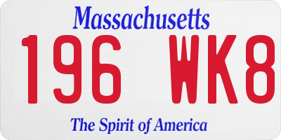 MA license plate 196WK8