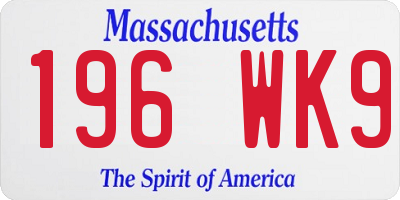 MA license plate 196WK9