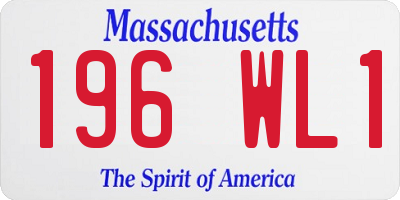 MA license plate 196WL1