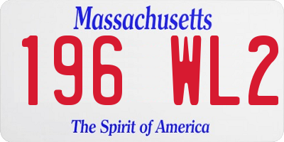 MA license plate 196WL2